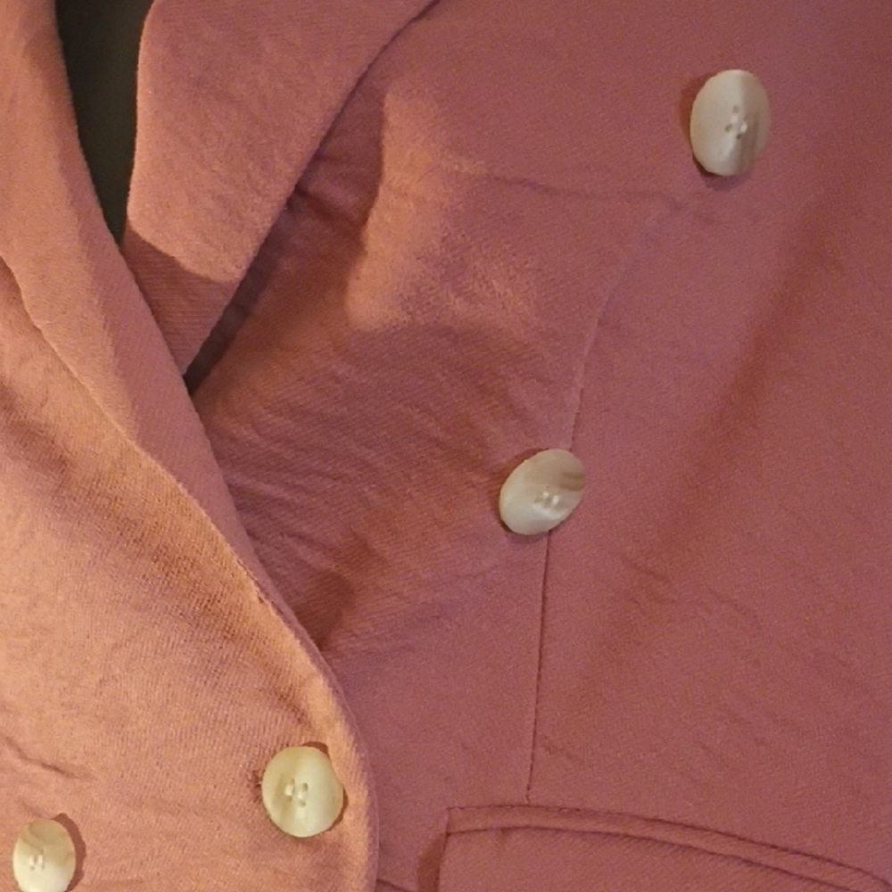 NWT Bishop + young ( Anthropologie)  Double-Breasted Rosey/ Salmon  Blazer. - Picture 5 of 11
